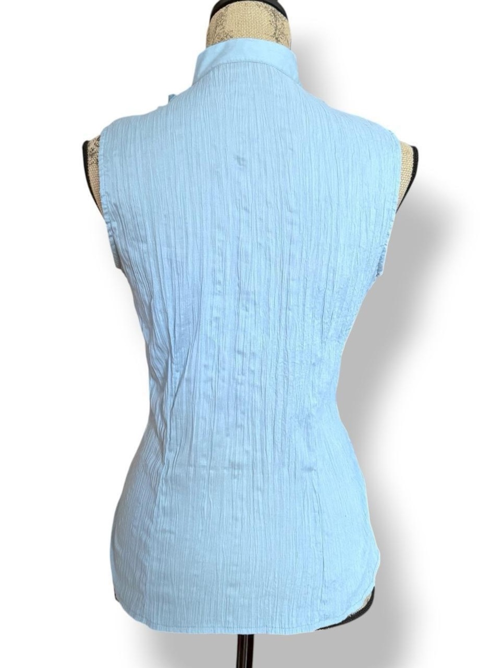 Y2K Blue Sleeveless Ruffled Blouse Size S - Picture 3 of 5